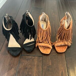 Steve Madden fringe heels size 6- two pair! Brown and black